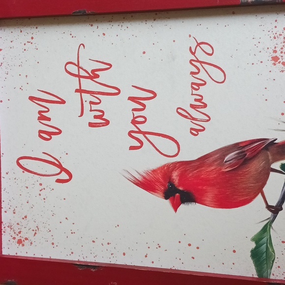 Framed cardinal in distressed wood/canvas print 16x12" (New) by valeri- Qvc - Picture 3 of 14